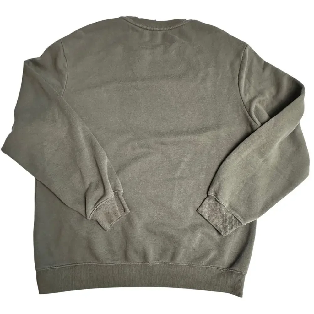 H&M Men’s L Olive Green Crewneck Sweatshirt Pullover Fleece Relaxed Fit